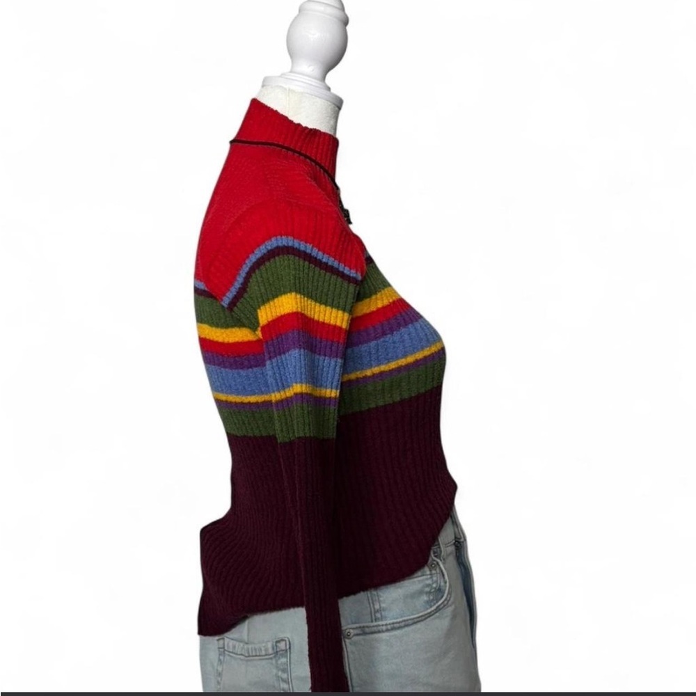 🌈 Y2K Rainbow Mock Neck Sweater 🌈 - Picture 3 of 5